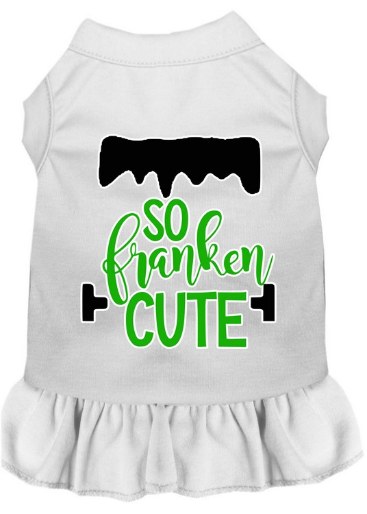 So Franken Cute Screen Print Dog Dress White XXL